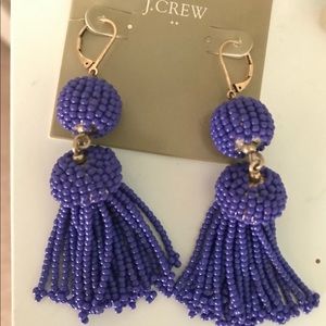 Jcrew earrings. Royal blue beaded tassels.